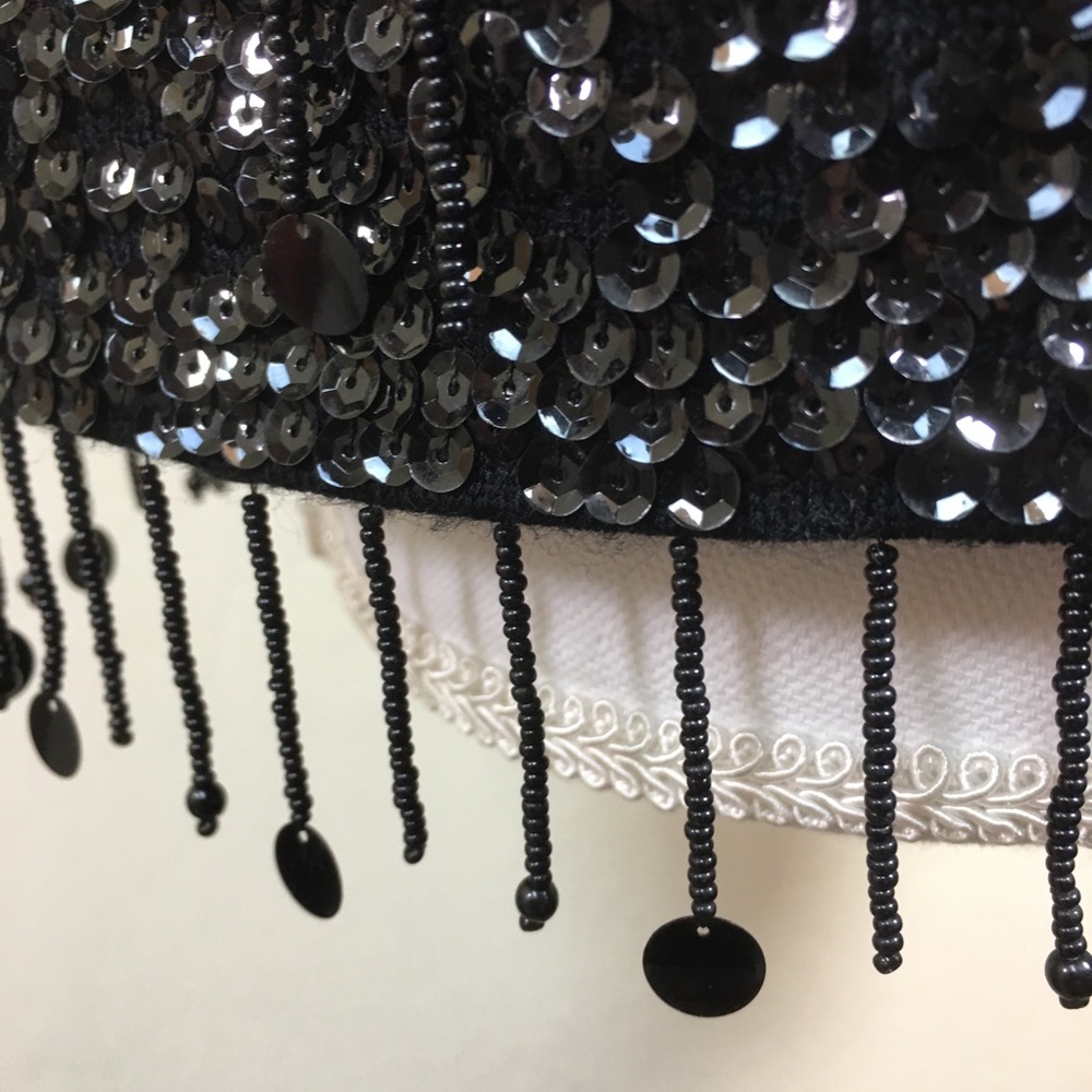 Vintage Black Sequin Beaded Vest Sz M - Picture 8 of 8